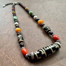 Vintage 3-Eye Dzi and Old Tibetan Beads  Necklace