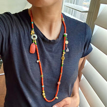 Fine Baoshan Nanhong Agate Mala Necklace with Pendant