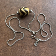 Vintage Tibetan Daluo Dzi Bead Amulet on 925 Silver Chain Necklace