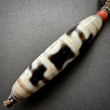 Old Lotus Master 3-Eye Tibetan Dzi bead with Handmade Cord Necklace