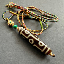 9-Eye Dzi bead on Waven  Cord Necklace