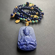 Lapis Lazuli Tibetan Mala Necklace with Buddha Pendant