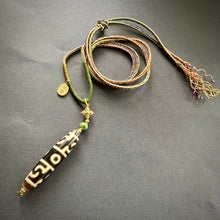 Fine Lotus Master Dzi bead on Waven  Cord Necklace