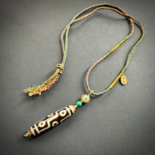 9-Eye Dzi bead on Waven  Cord Necklace