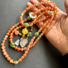 NanHong Icy-Float Agate and Hetian Jade Mala Necklace