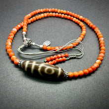 Genuine Tibetan Coral Necklace with 2-Eye  dZi Bead