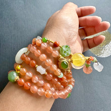 NanHong Icy-Float Agate and Hetian Jade Mala Necklace