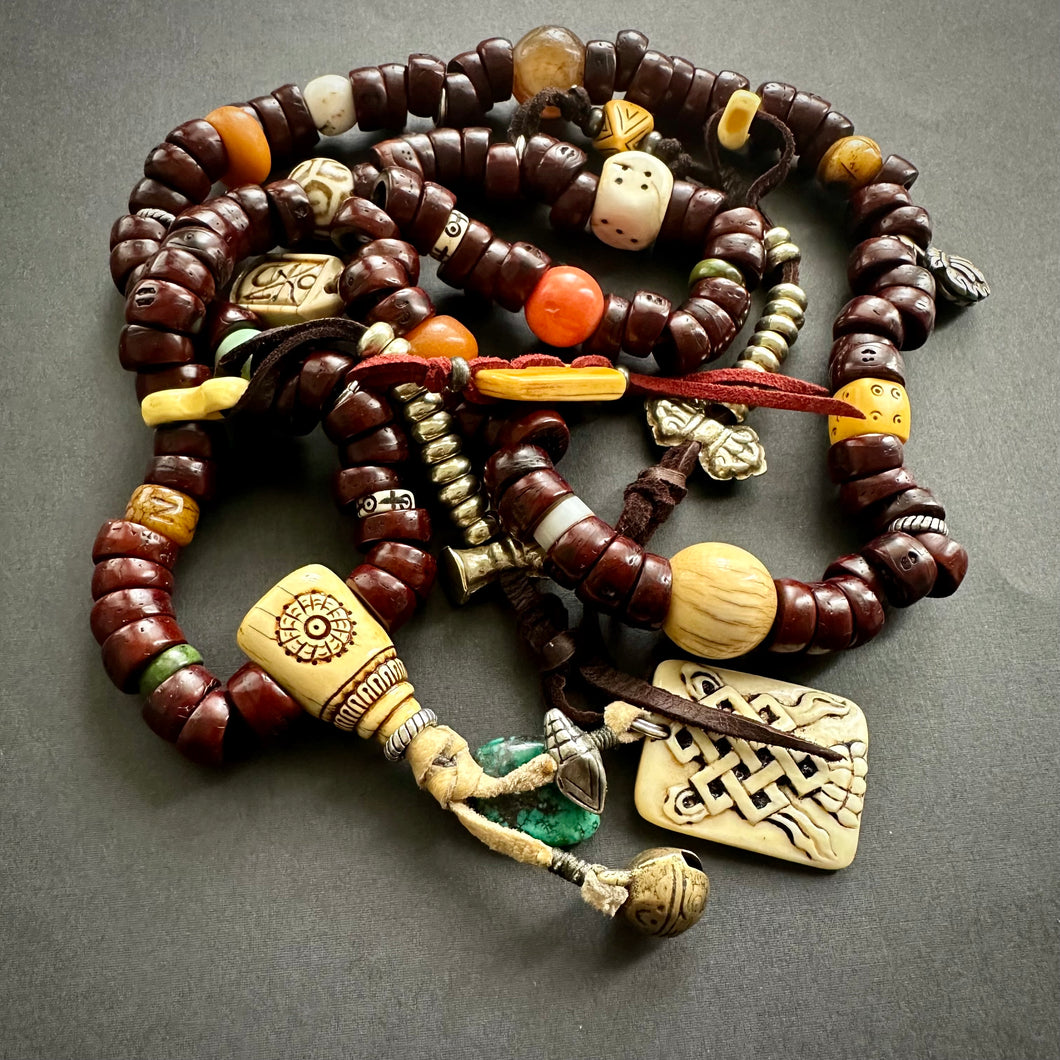 Genuine Antique Bodhi Seeds Tibetan Mala Necklace