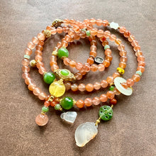 NanHong Icy-Float Agate and Hetian Jade Mala Necklace