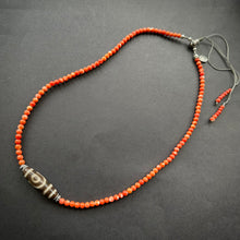 Genuine Tibetan Coral Necklace with 2-Eye  dZi Bead