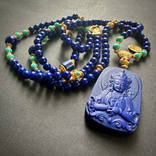 Lapis Lazuli Tibetan Mala Necklace with Buddha Pendant
