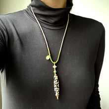 Fine Lotus Master Dzi bead on Waven  Cord Necklace