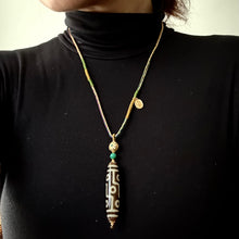 9-Eye Dzi bead on Waven  Cord Necklace