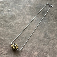 Vintage Tibetan Daluo Dzi Bead Amulet on 925 Silver Chain Necklace