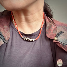 Genuine Tibetan Red Coral Necklace with 2-Eye  dZi Bead