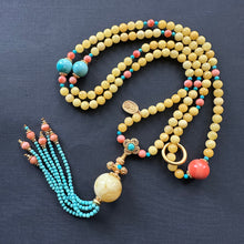Genuine Amber and Tibetan Coral Mala Necklace