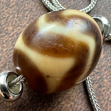 Vintage Tibetan Daluo Dzi Bead Amulet on 925 Silver Chain Necklace