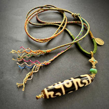 Fine Lotus Master Dzi bead on Waven  Cord Necklace