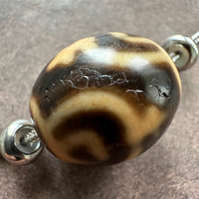Vintage Tibetan Daluo Dzi Bead Amulet on 925 Silver Chain Necklace