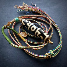 Fine Lotus Master Dzi bead on Waven  Cord Necklace