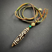 9-Eye Dzi bead on Waven  Cord Necklace