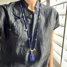 Lapis Lazuli Tibetan Mala Necklace with Buddha Pendant