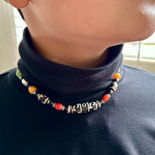 Vintage 3-Eye Dzi and Old Tibetan Beads  Necklace