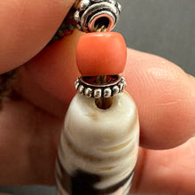 Old Lotus Master 3-Eye Tibetan Dzi bead with Handmade Cord Necklace