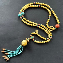 Genuine Amber and Tibetan Coral Mala Necklace