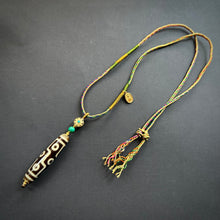 9-Eye Dzi bead on Waven  Cord Necklace