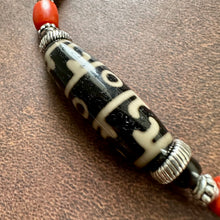 Vintage 3-Eye Dzi and Old Tibetan Beads  Necklace