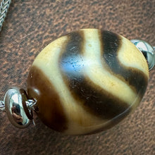 Vintage Tibetan Daluo Dzi Bead Amulet on 925 Silver Chain Necklace