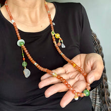 NanHong Icy-Float Agate and Hetian Jade Mala Necklace