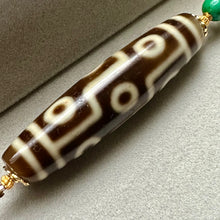 9-Eye Dzi bead on Waven  Cord Necklace
