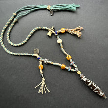 Lotus Master 3-Eye Tibetan Dzi bead with Handmade Cord Necklace