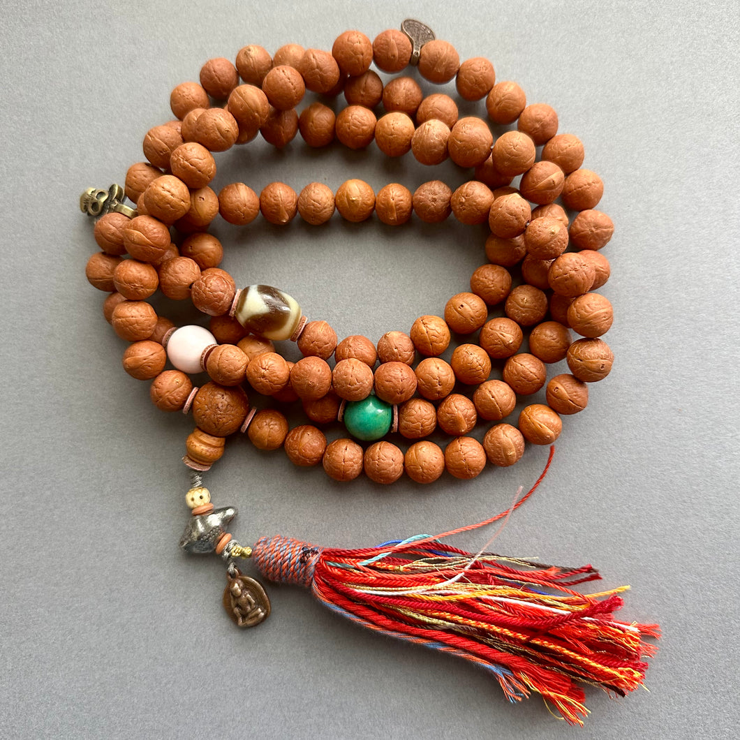 On Sale - Bodhi Seeds Tibetan Mala with Turquoise and Dzi