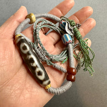 Old Tibetan Dzi bead with Handmade Cord Necklace