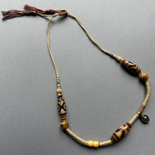 Old Tibetan Dzi beads with Handmade Cord Necklace