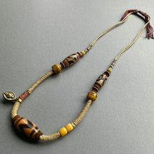 Old Tibetan Dzi beads with Handmade Cord Necklace