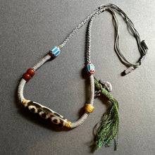 Old Tibetan Dzi bead with Handmade Cord Necklace