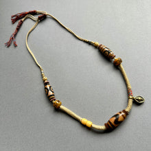Old Tibetan Dzi beads with Handmade Cord Necklace