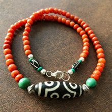 Genuine Tibetan Red Coral and Dzi Bracelet/Necklace