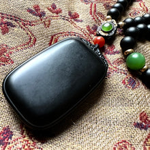 Fine Black Nephrite Jade Beads and Pendant Necklace
