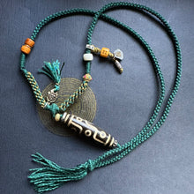 Tibetan Dzi bead with Handmade Cord Necklace