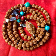 Rudraksha Bodhi Seeds Tibetan Mala with Date Pit Pendant