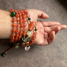 NanHong Icy-Float Agate and Nephrite  Jade Mala Necklace