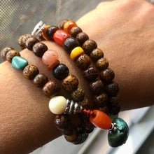 Old Star-Moon Bodhi Seeds Tibetan Mala with Tibetan Turquoise