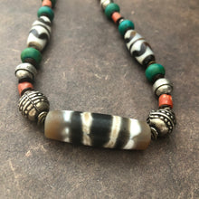Genuine Tibetan Dzi Beads with Turquoise and Coral Necklace