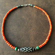 Genuine Tibetan Red Coral and Dzi Bracelet/Necklace