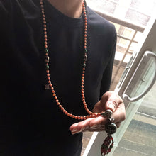 Genuine Antique Tibetan Coral and Old Dzi Mala Necklace